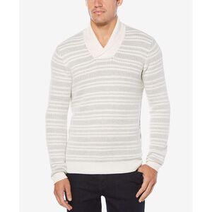 Perry Ellis Mens Marled Shawl Striped Sweater